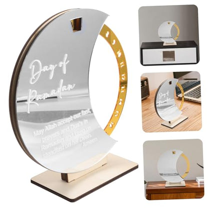 jojofuny Ramadan Countdown Calendar Wooden Desk Advent Reminder Elegant Eid Ornament for Home Office Unique Rotating Design Festive Decoration for Celebrating Special Dates
