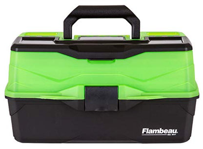 Flambeau Outdoors 6383 3-Tray Tackle Box, 32 Compartments, Frost Green | Cantilever 3-tray box, 32 compartments with 13 removable dividers, bulk base storage, Draw Tite latch, frost green - color: Frost Green/Black