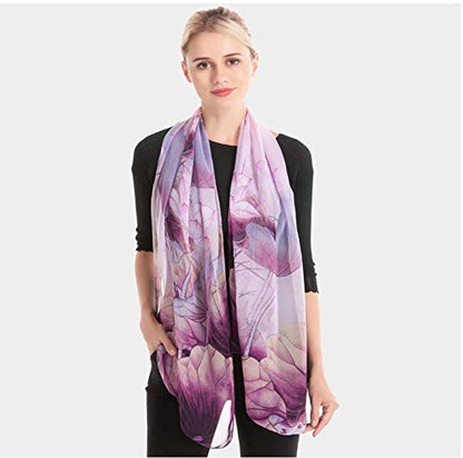 Acotavie Scarfs for Women Lightweight Fashion Scarves Print Floral Pattern Scarf Shawl Wraps - color: W02