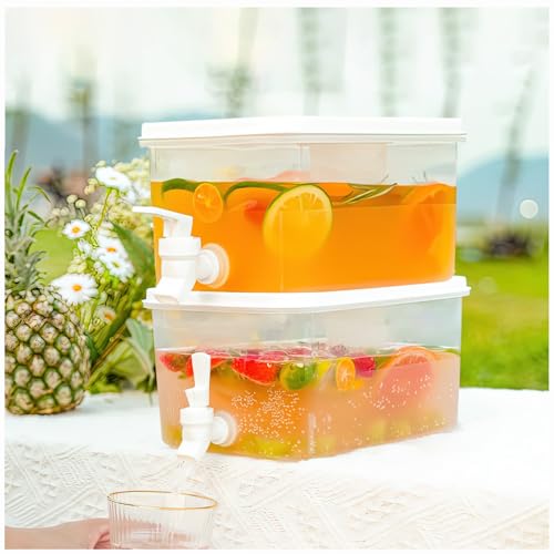 1 Gallon Beverage Drink Dispenser for Fridge, Plastic Beverage Dispenser with Spigot，Juice Container Sealed with Filter Screen，Cold Hot Drink Jug for Christmas Party Supplies (2PCS 1Gallon) - color: 2PCS 1Gallon