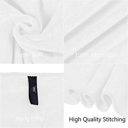 JML Microfiber Bath Towels Set, 6 Pack (30" x 60") | Hanging Loop, Soft, Extra Absorbent, Quick Dry as Spa, Sauna, Salon Hair Wrap - color: Microfiber White, size: 6 Pack (30 in x 60 in)