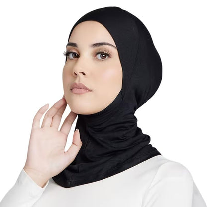 Yeieeo 4PCS Hijab Undercap for Women, No Slip Full Coverage Hijab Inner Cap, Soft Underscarf Breathable Headwear - color: Bk+wt+be+lkq