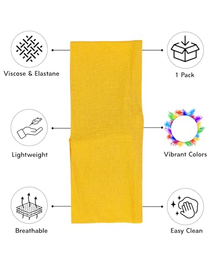 Prien Women Cotton Hijab Cap, Stretchy Head Cover, Pre-Sewn Inner Muslim Scarf Undercap, Non Slip Headband for Daily Wear - color: Deep Yellow