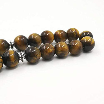 Man's Tasbih Tiger Eyes Natural Stone Muslim Rosary Islam 33 66 99 Beads Fashion Bracelets (10mm, 33 Beads) - color: 33 Beads, size: 10mm
