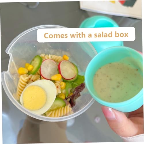 Keep Fit Salad Meal Shaker Cup,Salad Dressing Container to Go,Portable Fruit and Vegetable Salad Cups Container with Fork & Salad Dressing Holder for Lunch(Green)