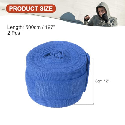 PATIKIL Boxing Hand Wraps, Elastic Boxing Wraps Cotton Fist Mitts Wrist Straps Protection for Muay Thai Martial Art - color: Blue, size: 197 inch