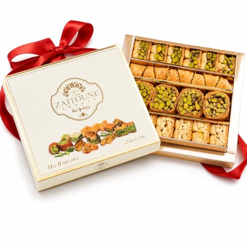 Zaitoune Cashew & Pistachio Baklava Selection Box - 0.55 lb | Traditional Luxury Honey Pastry | Arabic Dessert with Authentic flavors in Beautiful Packaging | Handmade in Turkey