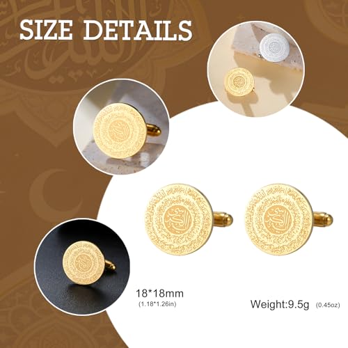 Dreamtimes Islamic Ayatul Kursi Cufflinks for Men Muslim Quran Allah Cuff links Allah Jewelry Ayatul Kursi Arabic Calligraphy Cufflinks for Men Islam Eid Ramadan Gifts - style: Style 1-G