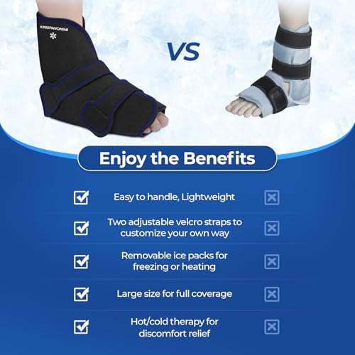 Ankle Foot Ice Pack Wrap, XL, Black, 1 Wrap + 4 Gel Packs | 30-Min Long-Lasting & Leakproof, Full Coverage for Feet Pain Relief, Hot & Cold Therapy, Insertable Ice Packs, Easy-to-Wear - size: XL, style: Black (1 Wrap+4 Gel Packs)