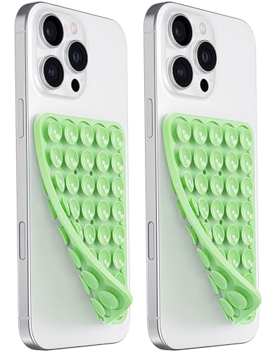 JingJinYY Anteel 2 Pack Double Sided Silicone Suction Cup Phone Case Mount, Hands-Free Strong Grip Silicon Phone Holder for Selfies and Videos, Non Slip Phone Accessories (Light Green) - color: Light Green