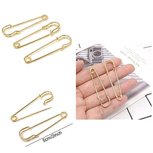 Honbay 30PCS 5cm/2Inch Brooches Heavy Duty Safety Pins for Blankets, Sweaters, Shawls, Kilts, Crafts (Gold) - color: Gold