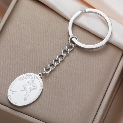 Dreamtimes St. Sebastian Medal Keychain for Men Women Stainless Steel Religious Saint Patron of Athletes Catholic Keychain - style: Hockey-s