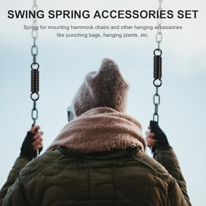 YARNOW Heavy Duty Swing Chair Spring Set 1 Set of Metal Swing Spring Kit Hanging Rings for Porch Hammock Chairs and Punching Bags
