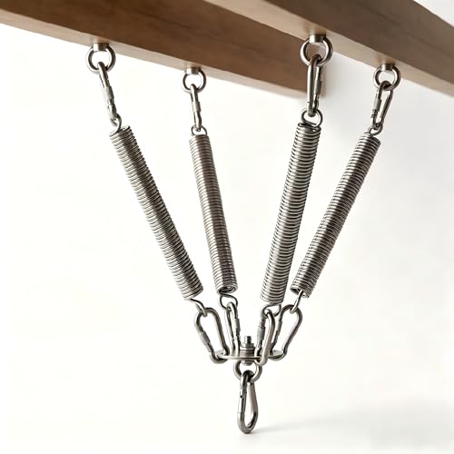 Heavy Bag Hanger, 304 Stainless Steel Punching Bag Ceiling Mount with 4 Springs, Vibration & Noise Dampening Design - color: Hanger with Spring for Wood Beam