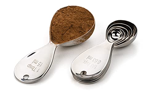 RSVP International Endurance Kitchen Collection Measuring Tools, Dishwasher Safe, Teardrop, 5 Piece, Stainless Steel