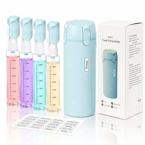 4 in 1 Travel Dispenser Bottle,4 Pack 30ML Travel Bottles for Toiletries, Leak Proof Travel Size Containers (Blue) - color: Blue
