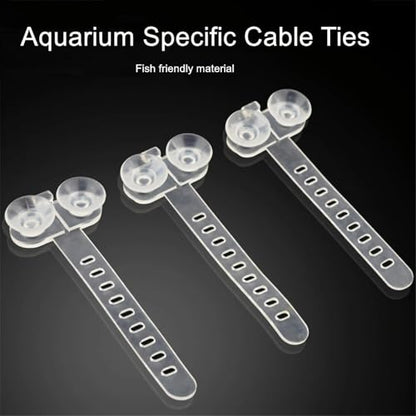10pcs Multiuse Aquarium Suction Cup Fasteners Cable Tie for Efficient Fixing of Instrument and Neat Organization Fishtank Suction Cup Tie - color: White