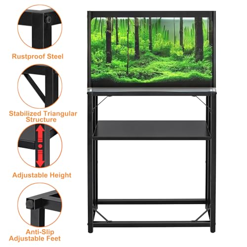 Fish Tank Stand, Aquarium Stand for 20 Gallon, Upgrade Aquarium Turtle Tank, Adjustable 2-Tier Fish Tank Rack ( 24.8" L x 13" W x 30.1" H )