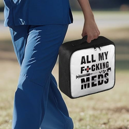 Gomyblomy Custom First Aid Kit for Home Cars All May Fucking Meds Print Customized First Aid Kit Bag Empty Medical Supplies Pouch Personalized Medicine Bag Add Your Image Color - color: All My Fucking Med Custom Print