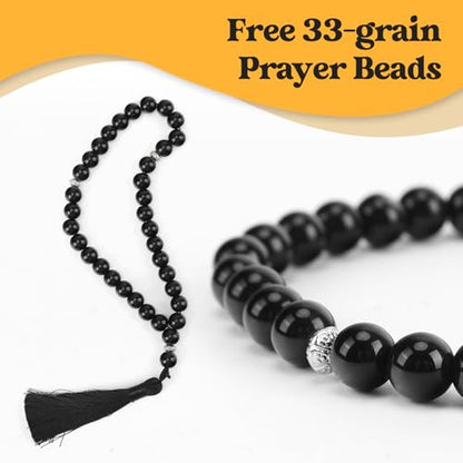 Muslim Prayer Rug with Tasbih Prayer Beads & Kufi Hat, Padded Very Thick Prayer Rug Sajadah for Men and Women (Gray1) - color: Gray1