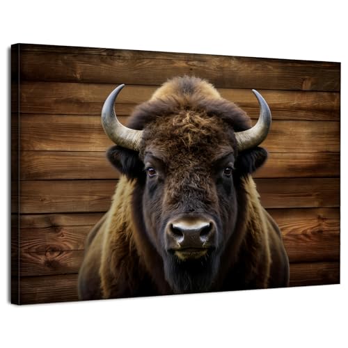 AIYISU American Bison Wall Art Cow Pictures Wall Decor Buffalo Portrait Poster Wildlife Canvas Prints Rustic Cabin Decor Western Farmhouse Animal Painting Artwork for Living Room Bedroom Office 12x16 - color: Bison, size: 16"L x 12"W