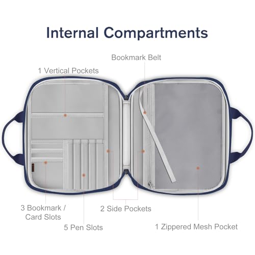 FINPAC Large Bible Cover, Carrying Book Case Church Bag Bible Protective with Zippered Pocket and Handle, Gift for Men Women - color: Navy