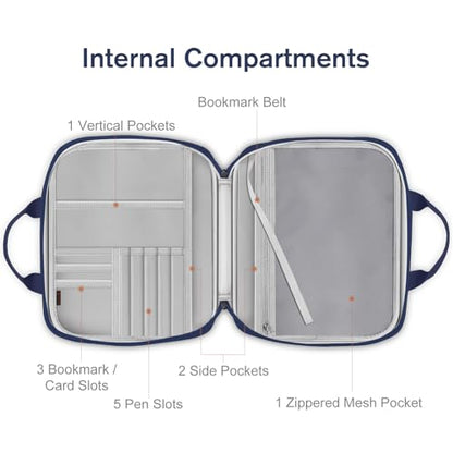 FINPAC Large Bible Cover, Carrying Book Case Church Bag Bible Protective with Zippered Pocket and Handle, Gift for Men Women - color: Navy