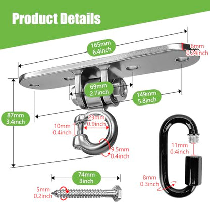 Swing Hanger Accessories Heavy Duty Smooth Operation with 180° Swing Bearings 800lb Capacity for Indoor Outdoor Swing Chairs Hammocks Playgrounds Yoga - size: size 7
