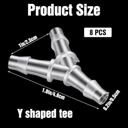8 Pcs 5mm Tube Connector Y Water Fitting 3way Hose Splitter Plastic Hose Connector BarbPipe Tubing Joint Splicer Connectors Cannula for Pipe Household Transparent
