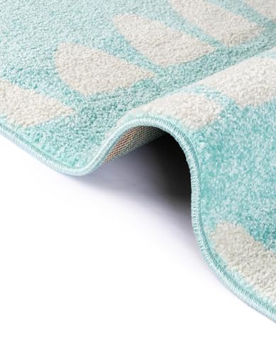 Rugs.com Whimsy Kids Collection Rug – 5 Ft Round Clear Blue Medium-Pile Rug Perfect for Kitchens, Dining Rooms - color: Clear Blue, size: 5' Round