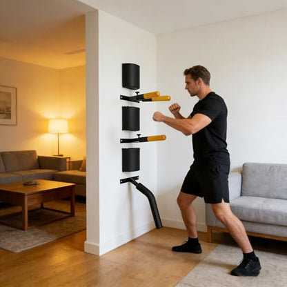 Wing Chun Dummy for Martial Arts Training - Wall Mount & Portable Options - Interchangeable Spring Arms for Martial Arts, Boxing, and Karate Practice (Wall Mounted)
