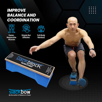 SlackBow SlackBlock Athletic Balance Trainer – Improve Balance, Stability, and Athletic Performance – Condition Your Body and Prevent Injury - Compact and Portable - size: 14"
