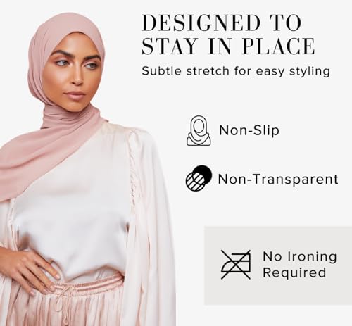 Premium Chiffon Hijab Scarf for Women Lightweight Non Slip Fashion Scarves - color: Pink Taupe, size: 1 Pack