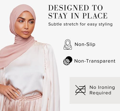 Premium Chiffon Hijab Scarf for Women Lightweight Non Slip Fashion Scarves - color: Pink Taupe, size: 1 Pack