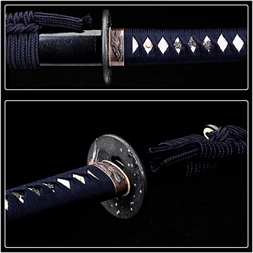 siwode Katana Handmade Full Tang Sharp, Alloy Tsuba Japanese Samurai Sword High Carbon Steel 1060,T10 1095, 40-Inch - color: Eagle