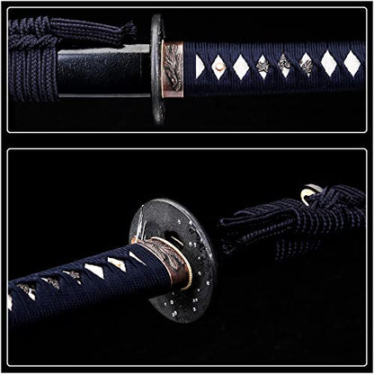 siwode Katana Handmade Full Tang Sharp, Alloy Tsuba Japanese Samurai Sword High Carbon Steel 1060,T10 1095, 40-Inch - color: Eagle