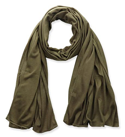 vabovin Head Wraps for Black Women Stretch Jersey Knit Turban Headwrap Solid Color Headscarf Headband Shawl - color: 06- Army Green
