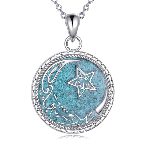 Sterling Silver Islamic Necklace Religious Muslim Pendant Islamic Jewelry Gifts for Men Women - style: Moon