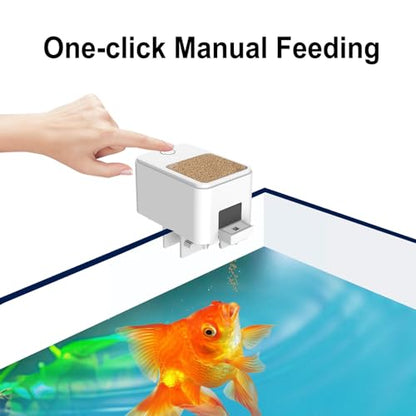 Bluetooth Fish Feeder Automatic Dispenser for Aquarium, Food Dispenser for Fish Tank with App Control, USB Powered for Small Fish Tank Pelleted Food, Electronic Feeders for Animals, White