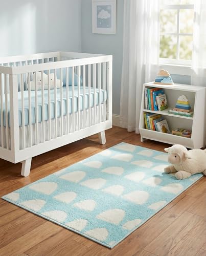 Rugs.com Whimsy Kids Collection Rug – 2x3 Clear Blue Medium-Pile Rug Perfect for Entryways, Kitchens, Breakfast Nooks, Accent Pieces - color: Clear Blue, size: 2' 2 x 3'