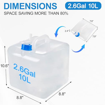 2 Pack Collapsible Water Container with Spigot,BPA Free Food Safe Camping Water Storage Carrier Jug for Outdoors Hiking Backpack & Survival Kit, Foldable Portable Water Canteen(5L/2.6 Gallon) - size: 2-Pack 2.6 Gal