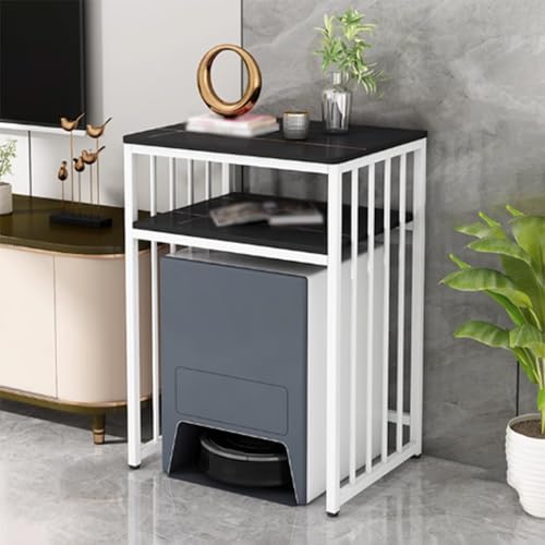 Home Smart Sweeper Station Shelf, Heavy-Duty Floor-Standing Sweeping Robot Storage Rack Side Table, Robot Vacuum Cleaner Storage Stand for Fish Tank Cabinet(White,L55cm/21.6in) - color: White, size: L55cm/21.6in