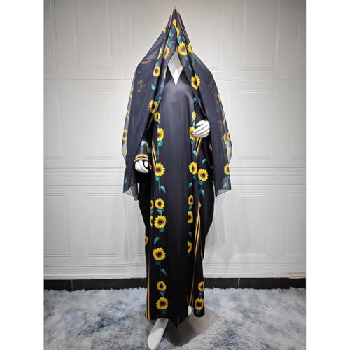 Long Chiffon Cardigan Abayas for Women's Muslim Kaftan | Applique Flower, Hijabs Dress - color: Flower Pattern