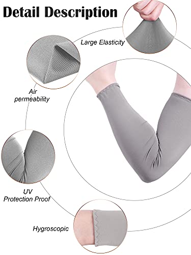 Bememo 9 Pairs UV Protection Sleeves Cooling Sleeves Long Arm Covers Arm Sleeves for Men and Women - color: Black, Light Grey, Dark Grey