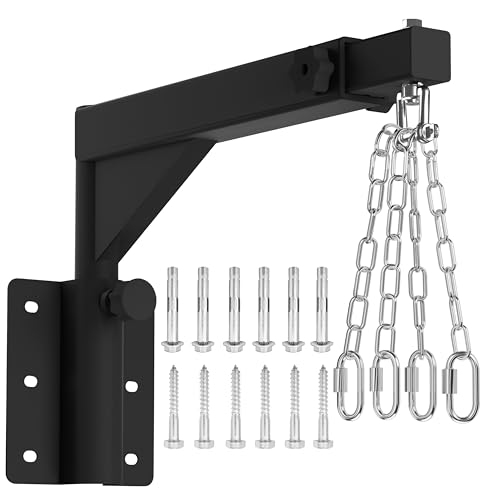 VivaZen Adjustable Heavy Duty Bag Hanger,Wall Mount Punching Bag Hanger,Thickened Steel Plate and Stainless Steel kit for Home Gym Indoor Outdoor (Supports up to 900Ib) - style: Heavy Bag Wall Mount with long chain