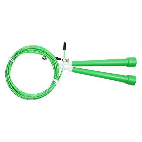 10 FT Adjustable Speed Jump Rope for Crossfit Boxing MMA Double Unders WOD Skipping Workout Fitness Cardio Endurance Training Martial Arts - Adjustable for Men, Women, Children - color: Green