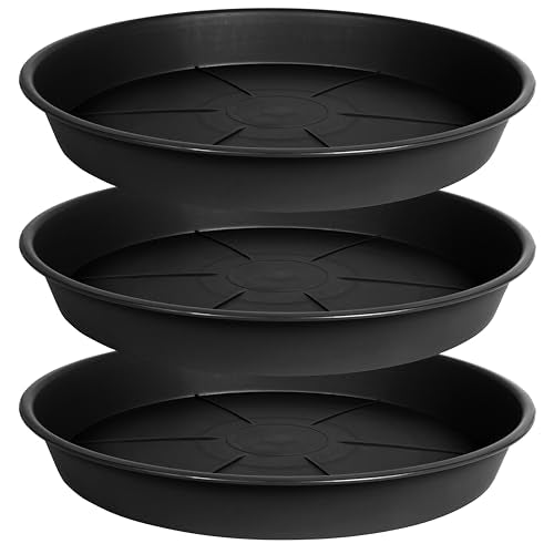 OVZILKI 3 Pack of Plant Saucer 20 22 inch, 3.6" Depth, Large Heavy Duty Plastic Saucers 21" Round, Plant Drip Trays for Indoors Outdoor, Plant Water Tray for Planters 19-23" (22", Black) - color: Black, size: 22" - 3 Pack
