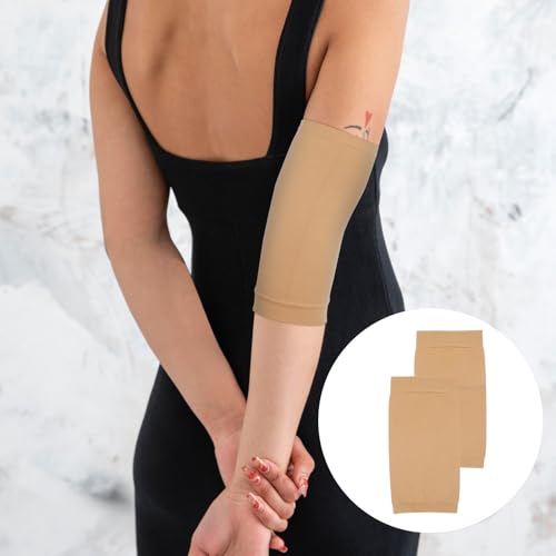 2 Pairs Tattoo Cover up Sleeve, Forearm Concealer Support | Tattoo Aftercare UV Protection over Sleeve Elbow Sleeves for Women Men - color: Nude