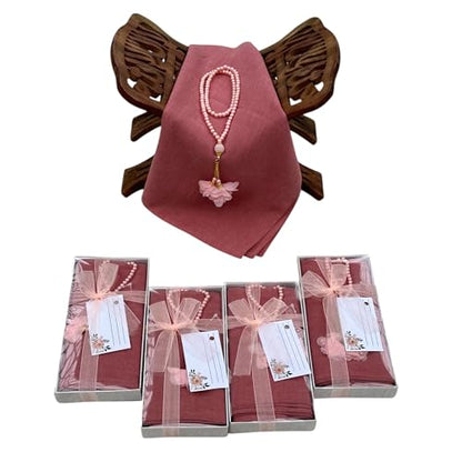 SAIKA 4 PCS Muslim Women Soft Premium Hijab, Scarves Shawl, Long Scarf Wrap, Scarves with Gift package, Islamic gift for her - color: Rose