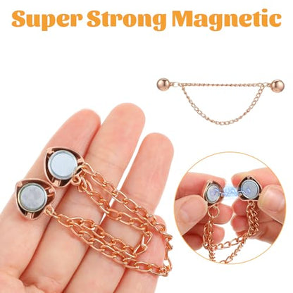 Magnetic Clothing Clips with Chain, 12 Pcs Multi-Function Magnet Magnet Button Pins Hijab Cuff Clips for Hijab, Sleeves, Pants, Scarf, Hem, No-Pin Styling Accessory